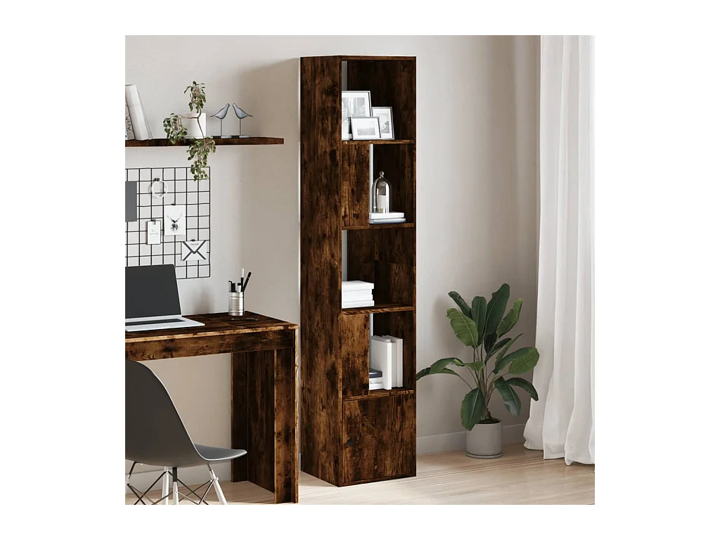 Boekenkast 40x36x189 cm bewerkt hout gerookt eikenkleurig
