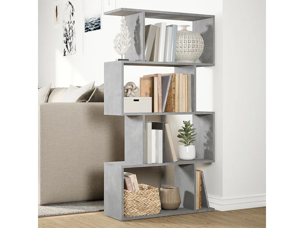 Libreria Divisorio 4 Ripiani Grigio 70x24x129 cm Truciolato