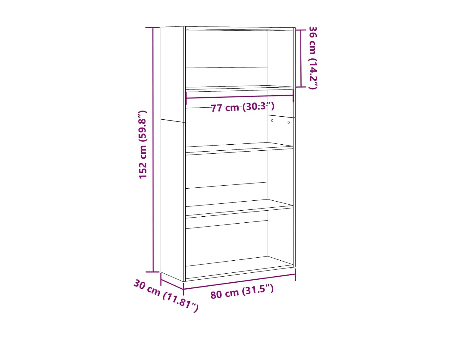 Libreria Divisorio 4 Ripiani Grigio 70x24x129 cm Truciolato