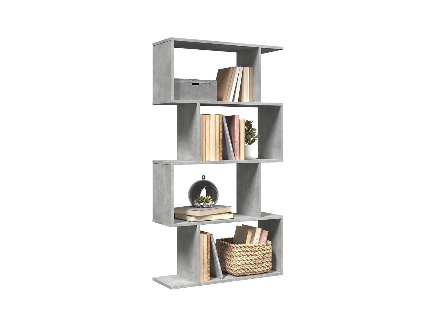 Kamerscherm / boekenkast 4-laags 70x24x129 cm hout betongrijs