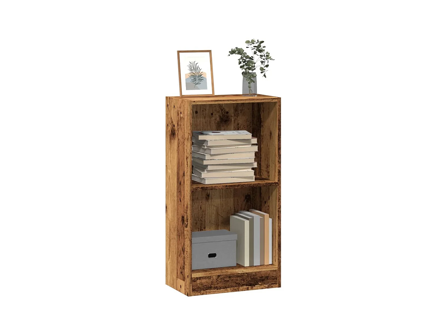 Boekenkast 40x24x76 cm bewerkt hout oud houtkleurig