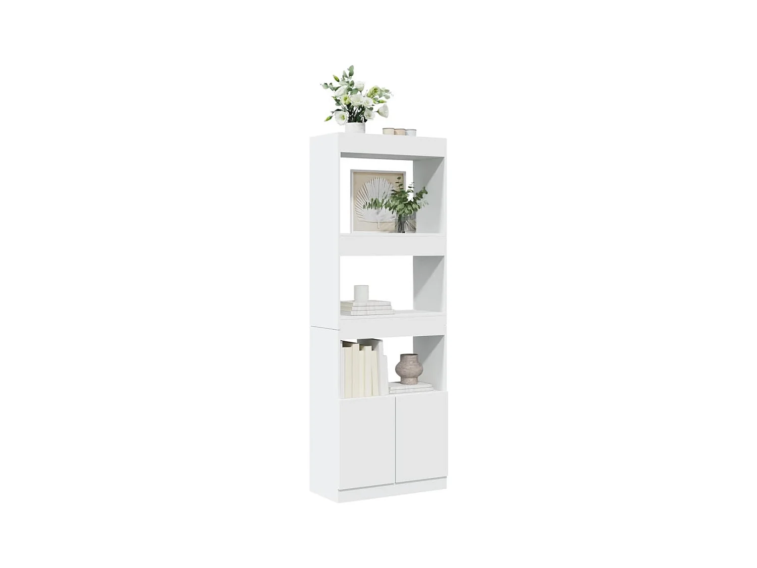 Buffet haut 63x33x180 cm blanc bois d'ingénierie