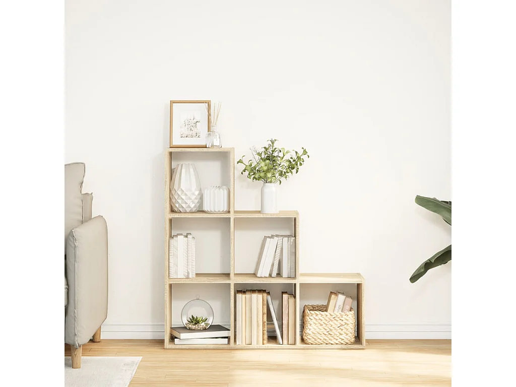 Étagère séparatrice de pièce 3 niveaux chêne sonoma 99x29x99 cm