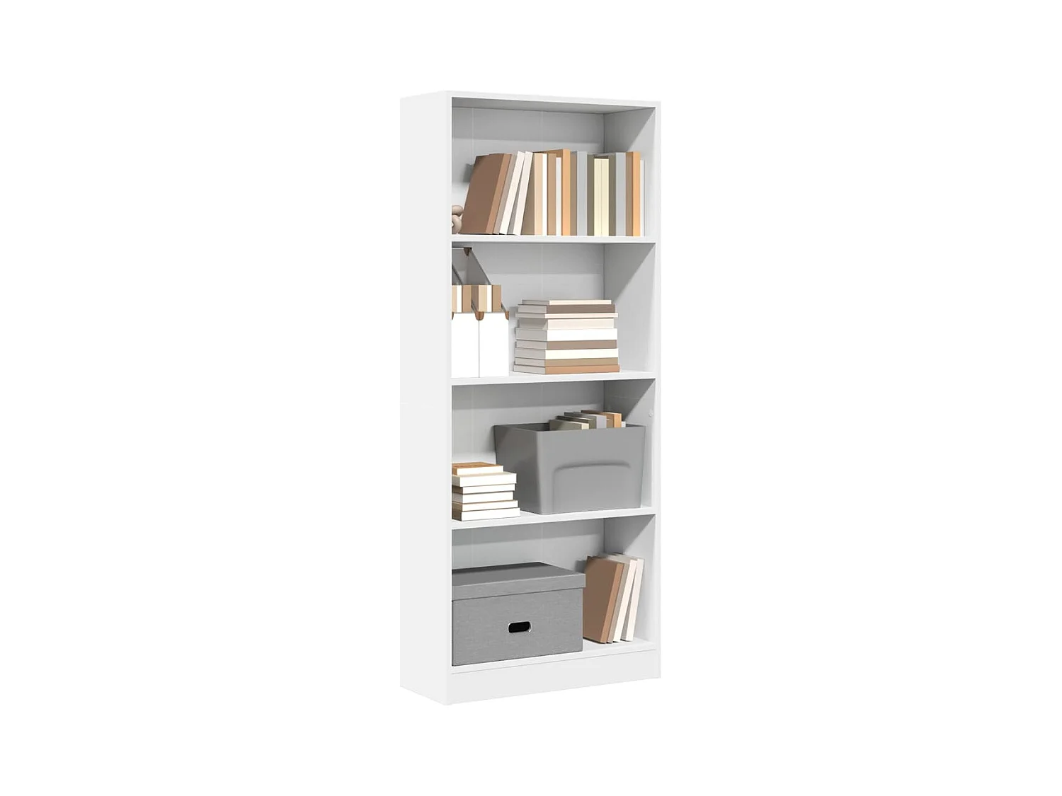 Libreria Bianca 60x24x143 cm in Legno Multistrato