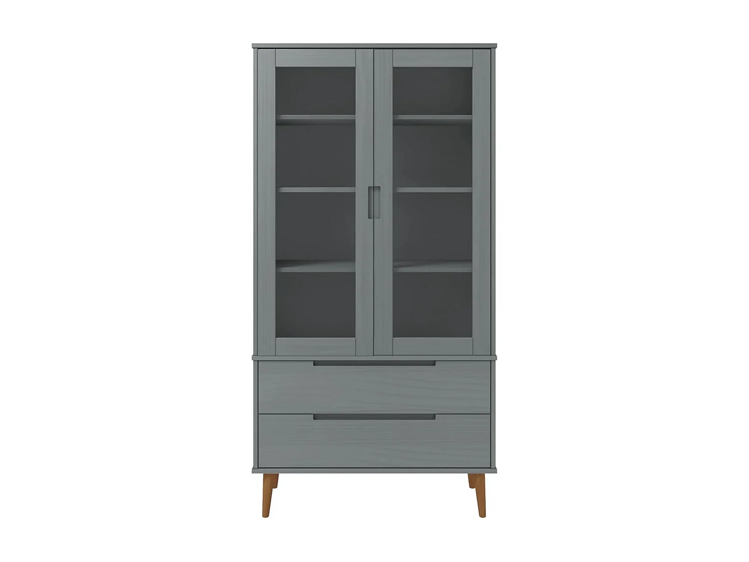 Armoire à vitrine MOLDE Gris 90x35x175 cm Bois de pin massif