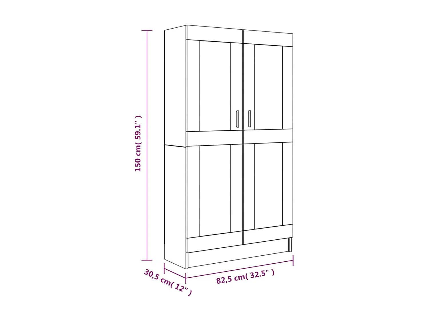 Armoire à vitrine MOLDE Gris 90x35x175 cm Bois de pin massif
