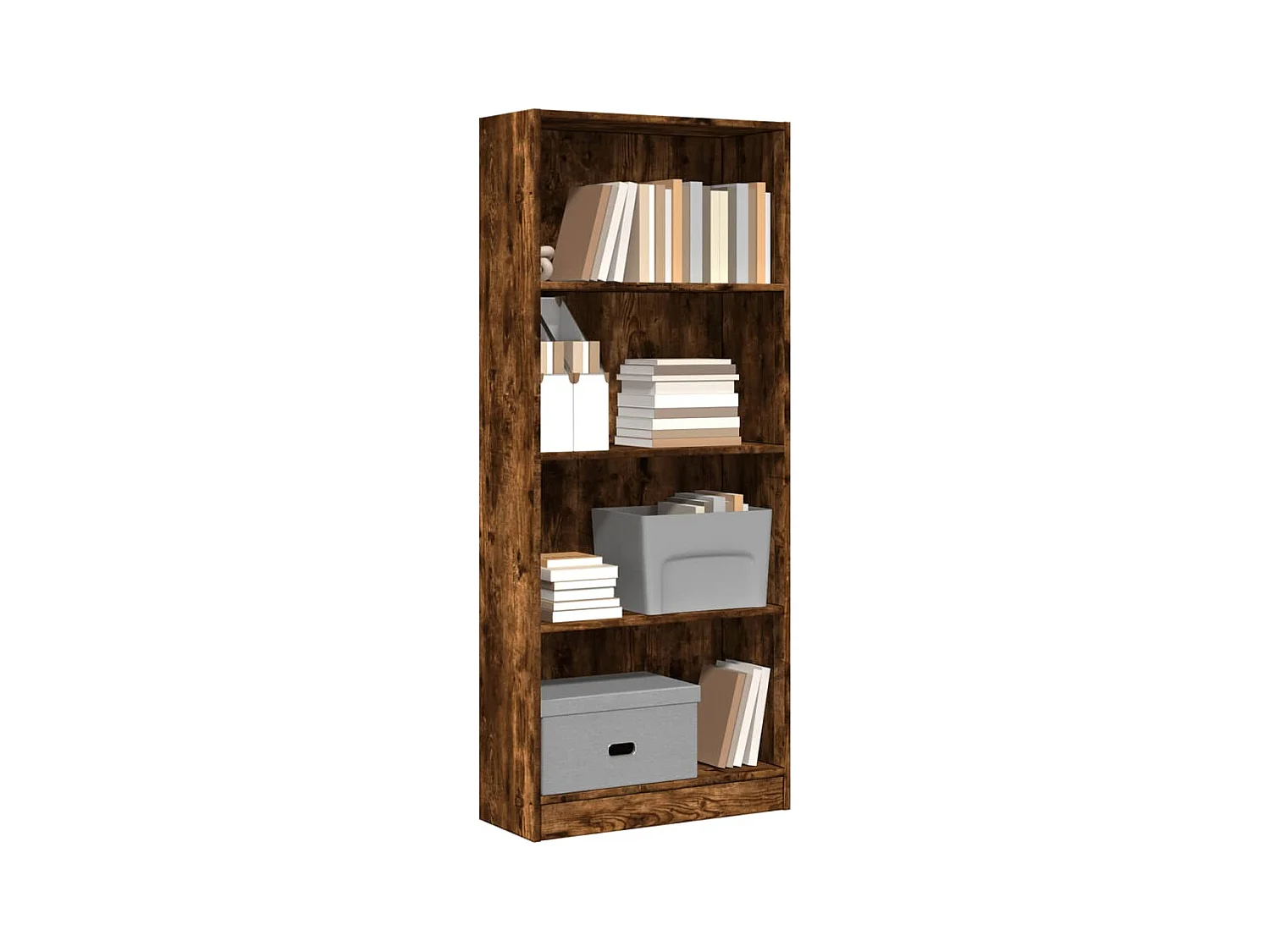 Boekenkast 60x24x143 cm bewerkt hout gerookt eikenkleurig