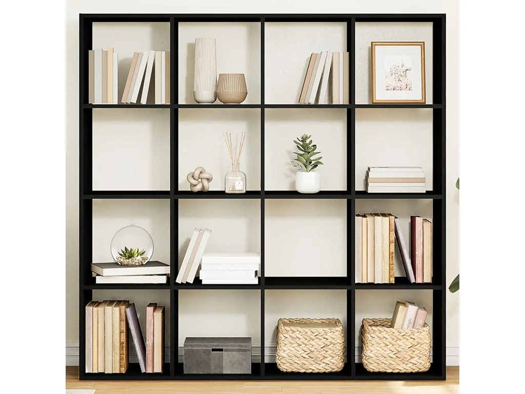 Estantería librería madera ingeniería negra 137,5x29x137,5 cm