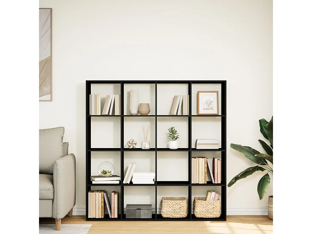 Estantería librería madera ingeniería negra 137,5x29x137,5 cm