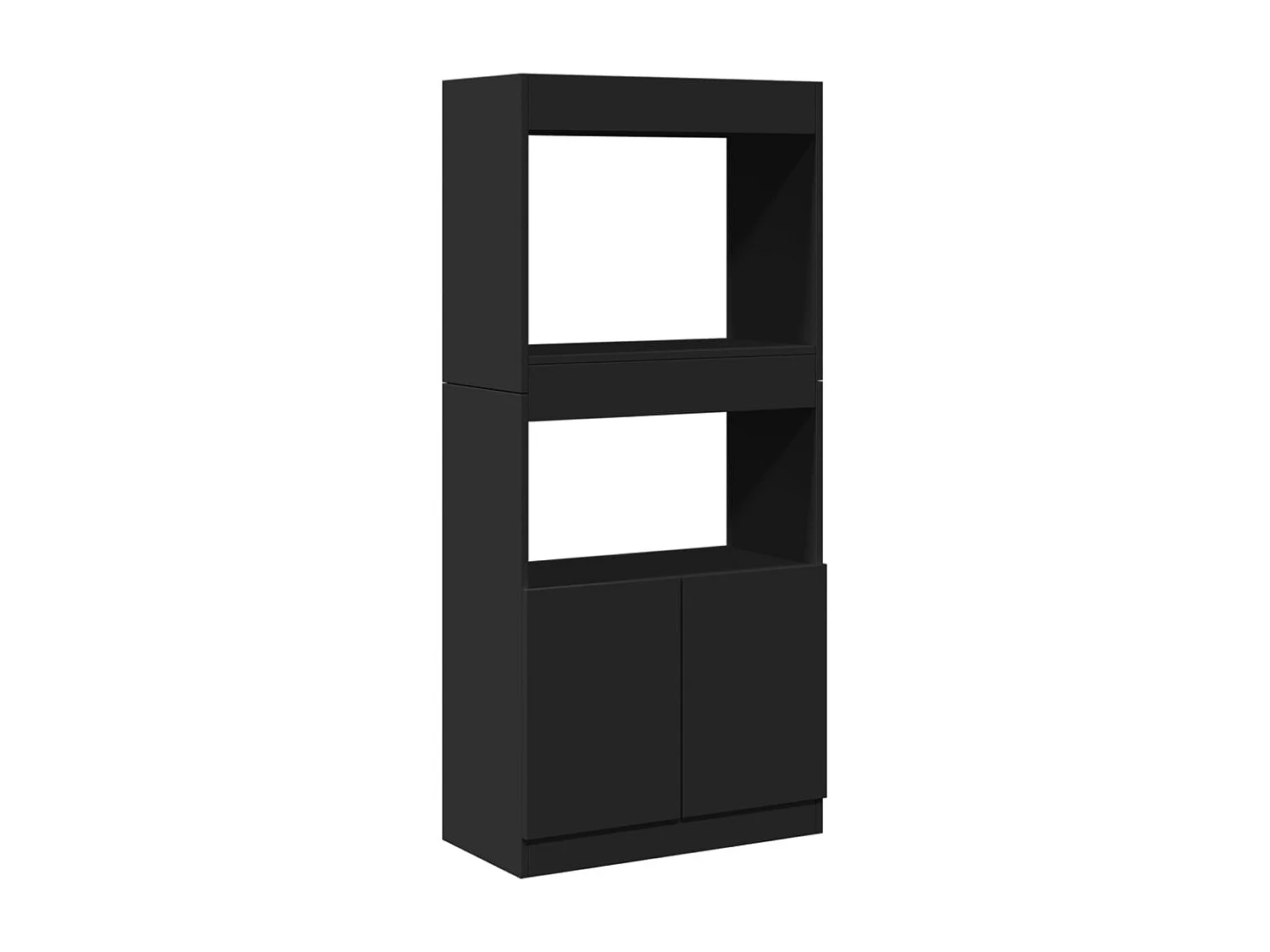 Buffet haut noir 63x33x140 cm bois d'ingénierie