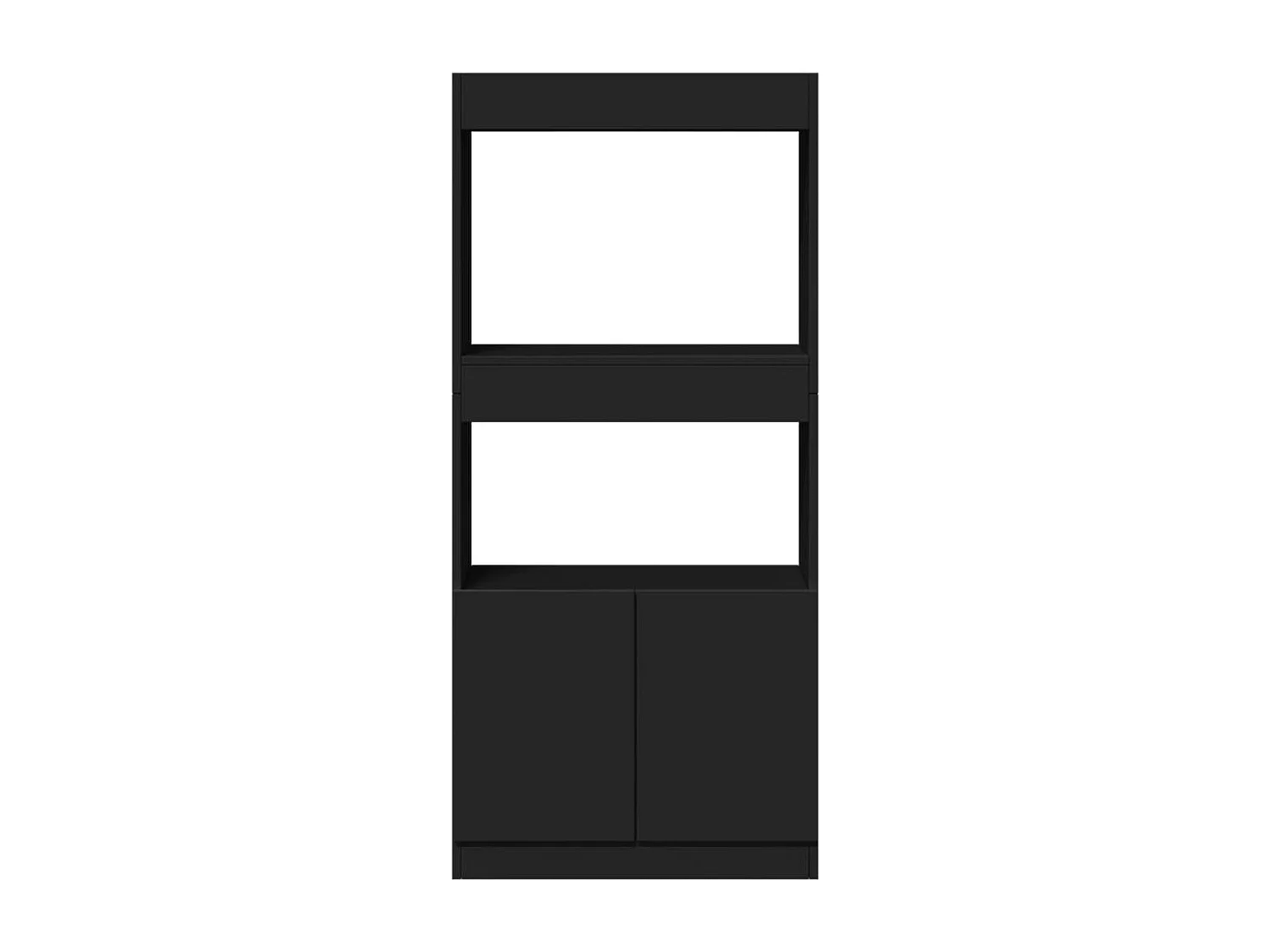 Buffet haut noir 63x33x140 cm bois d'ingénierie