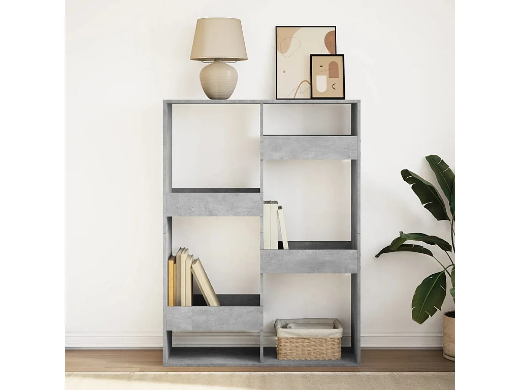 Libreria Grigio Cemento 100x33x135 cm in Legno Multistrato