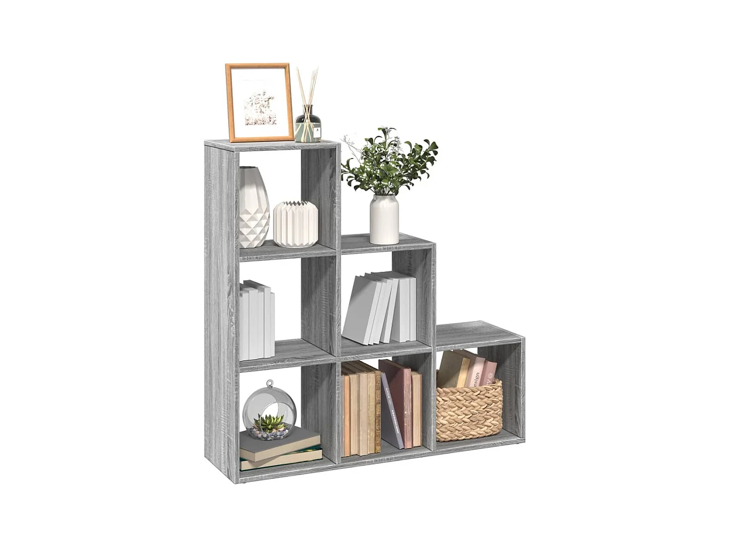 Raumteiler-Bücherregal 3 Etagen Grau Sonoma 99x29x99 cm