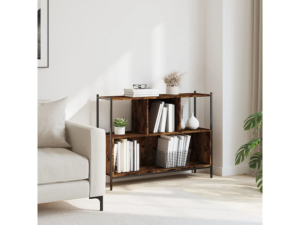 Bibliothèque chêne fumé 102x28x77,5 cm bois d'ingénierie