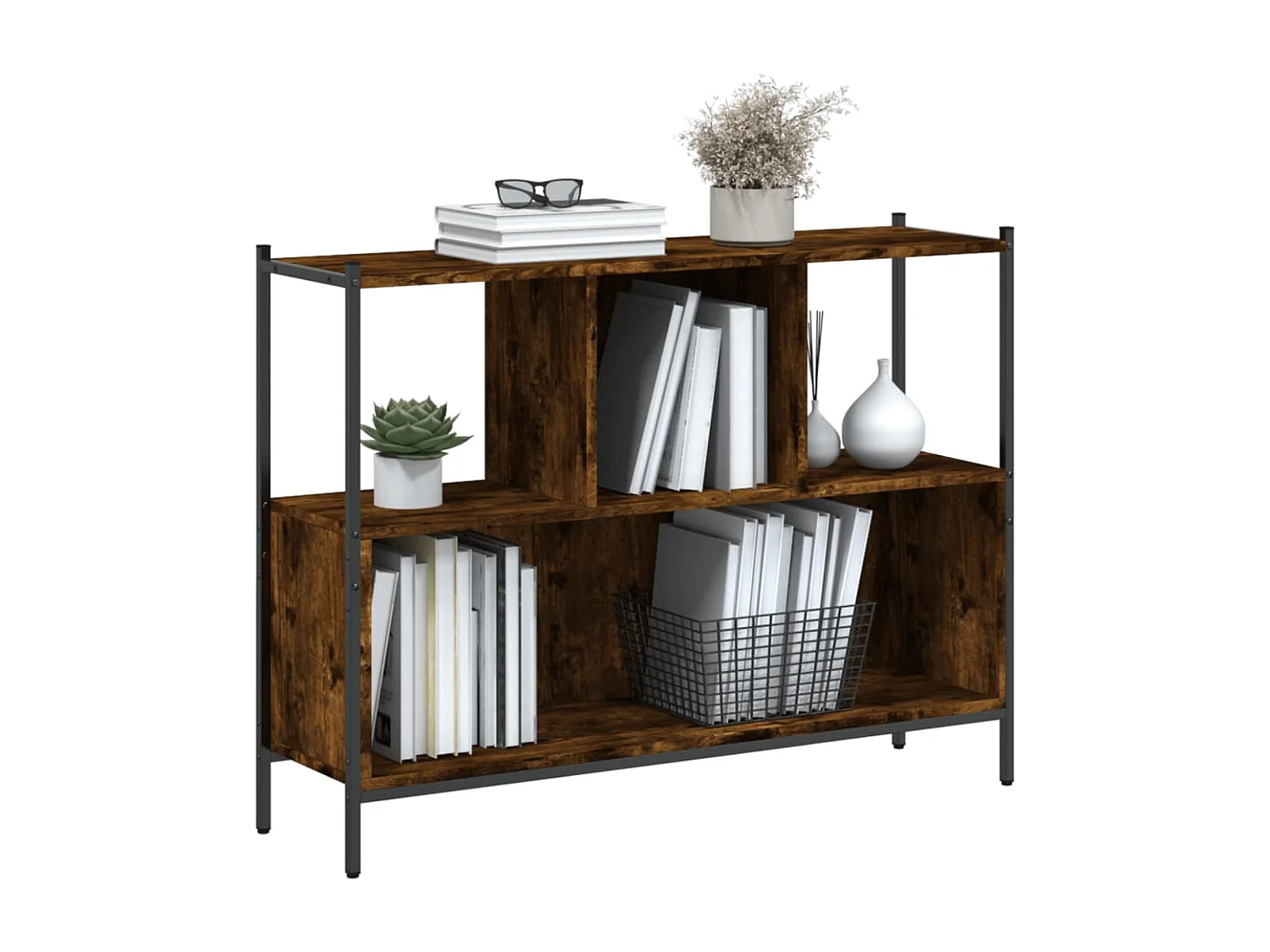 Bibliothèque chêne fumé 102x28x77,5 cm bois d'ingénierie