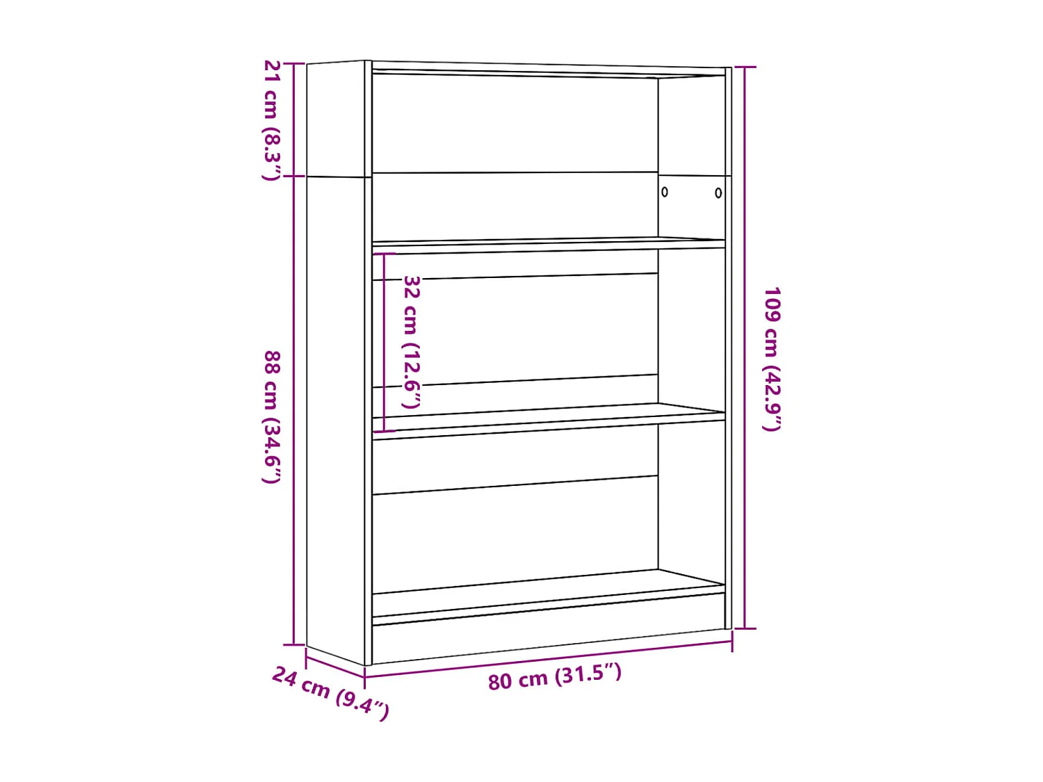 Libreria Legno Antico 80x24x109 cm in Legno Multistrato