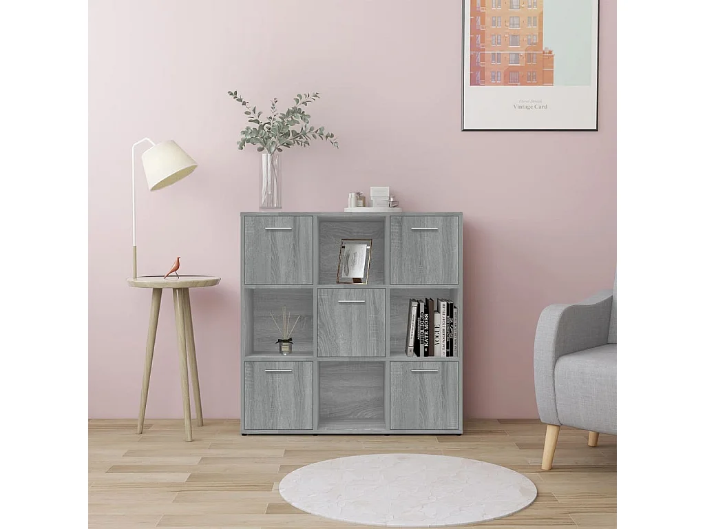 Bibliothèque Sonoma gris 90x30x90 cm Bois d'ingénierie