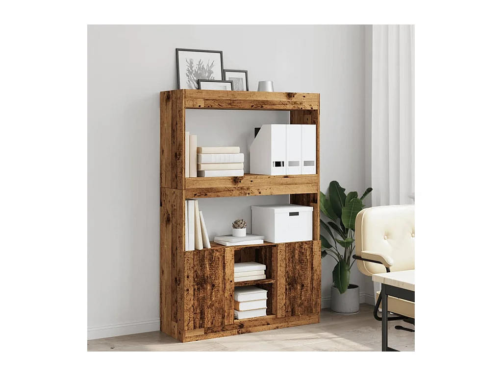 Buffet haut vieux bois 92x33x140 cm bois d'ingénierie