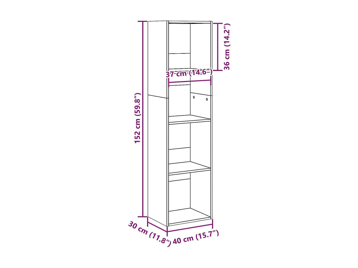 Libreria Legno Antico 80x30x114 cm in Legno Multistrato