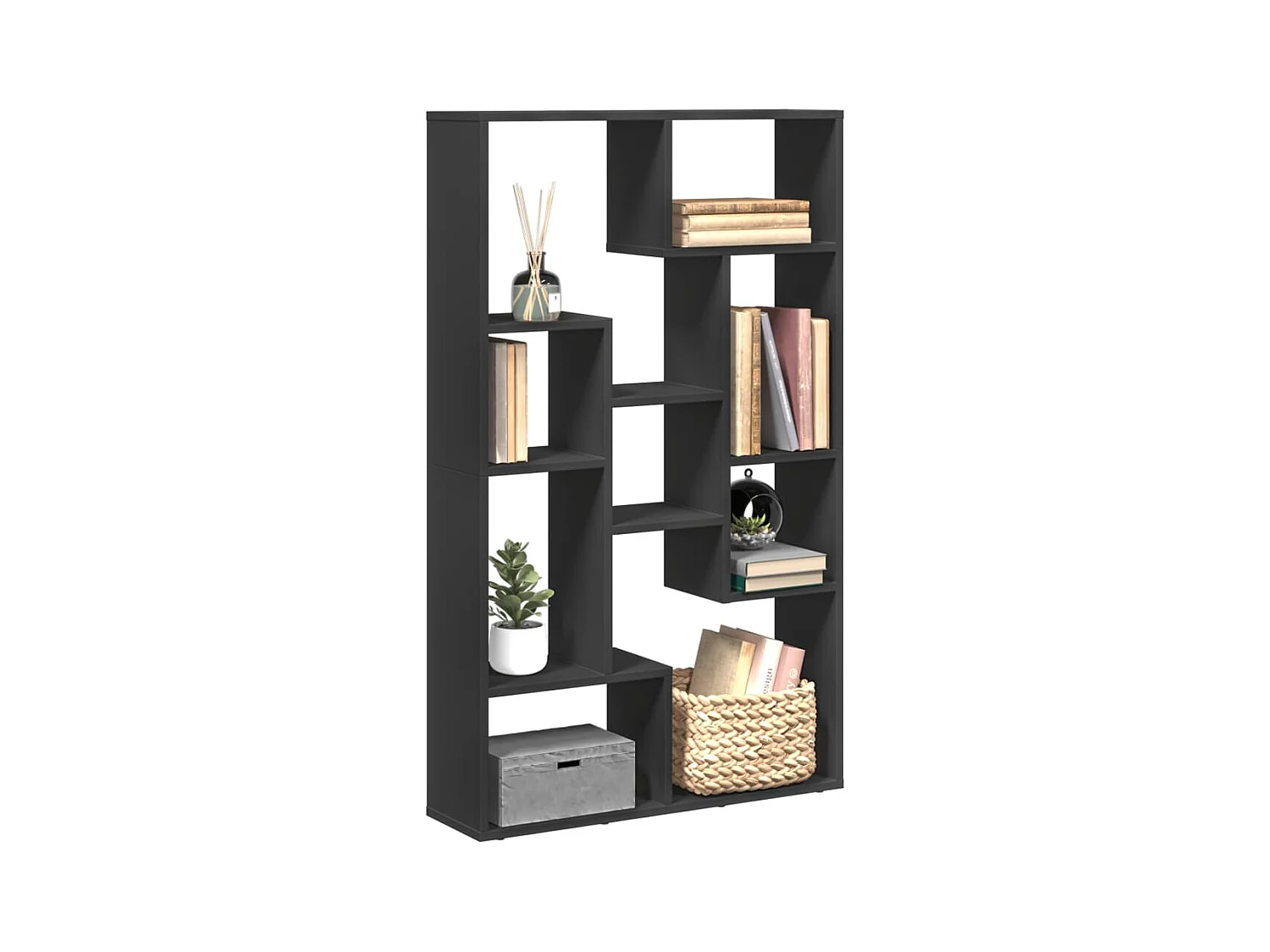 Boekenkast 72x20x120 cm bewerkt hout zwart