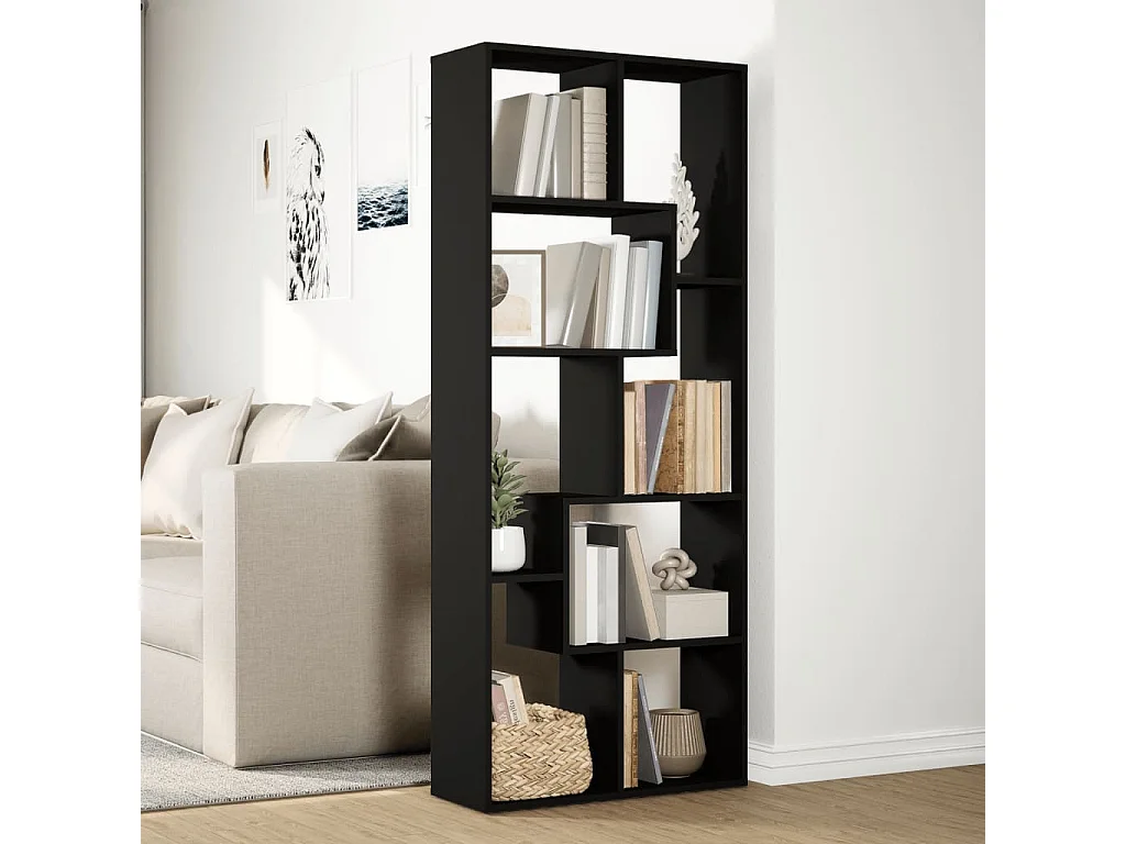 Étagère séparatrice de pièce noir 67x25x161,5 cm