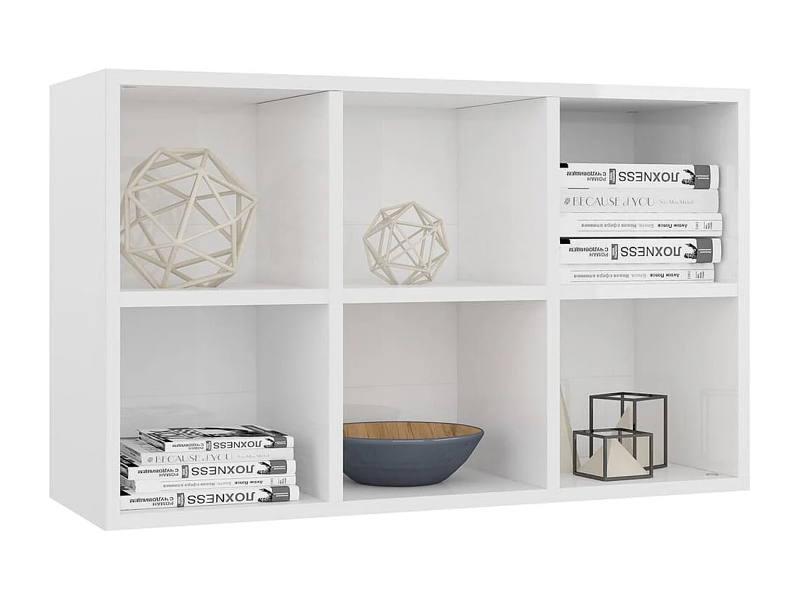 Libreria/Credenza Bianco Lucido 66x30x98 cm Legno Multistrato