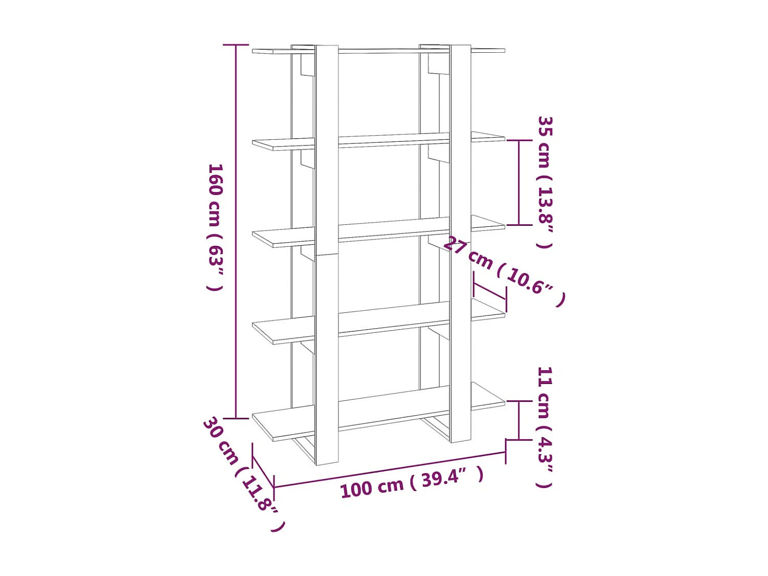 Libreria/Credenza Bianco Lucido 66x30x98 cm Legno Multistrato