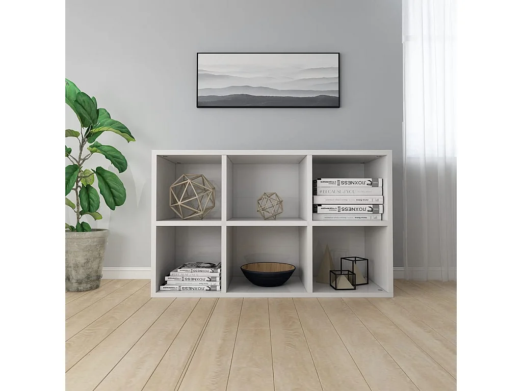 Bibliothèque/buffet blanc brillant 66x30x98cm bois d'ingénierie