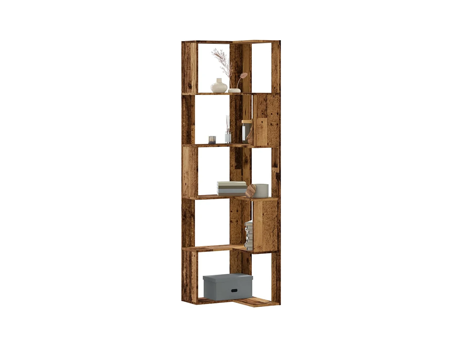 Bibliothèque d'angle à 5 niveaux vieux bois bois d'ingénierie
