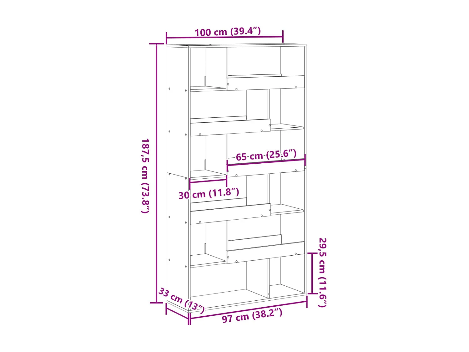 Buffet haut chêne sonoma 92x33x180 cm bois d'ingénierie