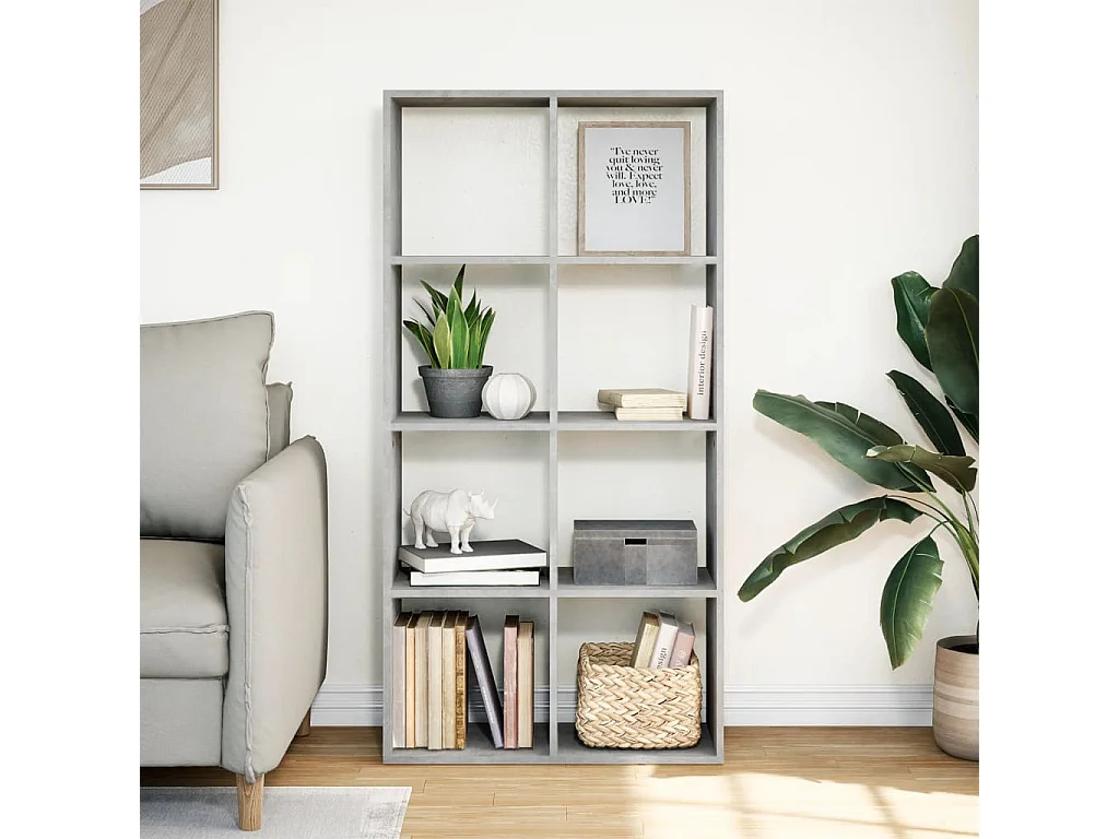 Libreria Divisorio Grigio Cemento 69,5x29x137,5cm in Truciolato
