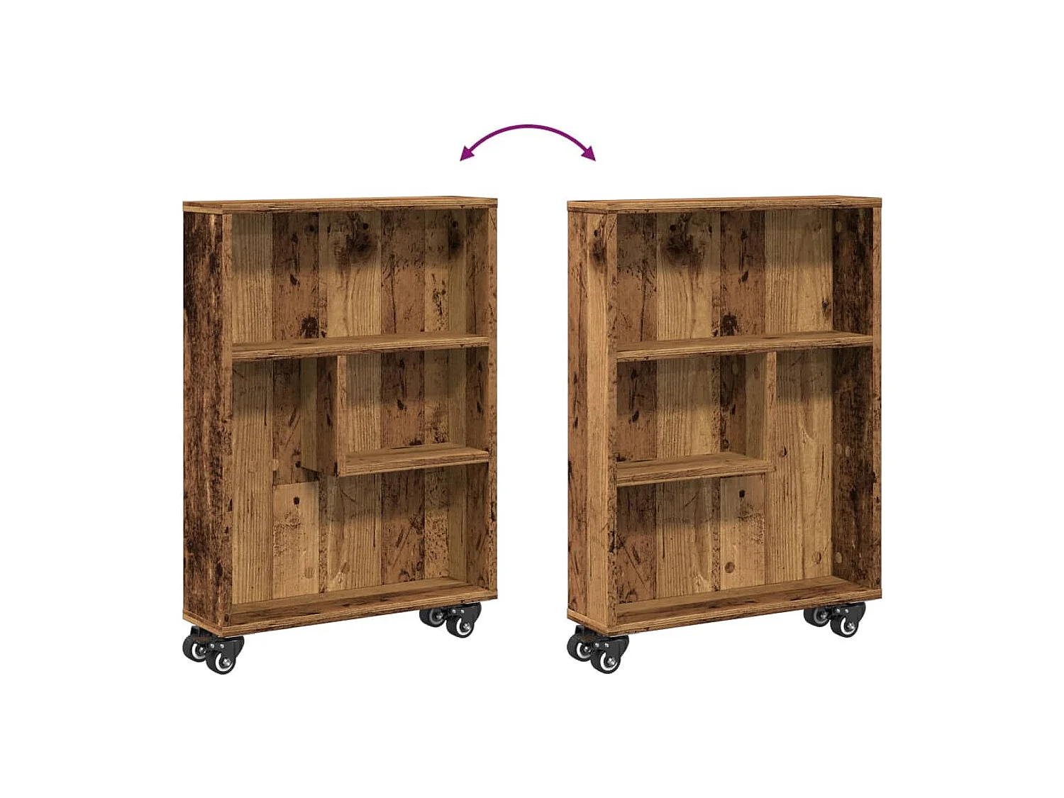 Bibliothèque chêne artisanal 82,5x30,5x115 cm bois d'ingénierie