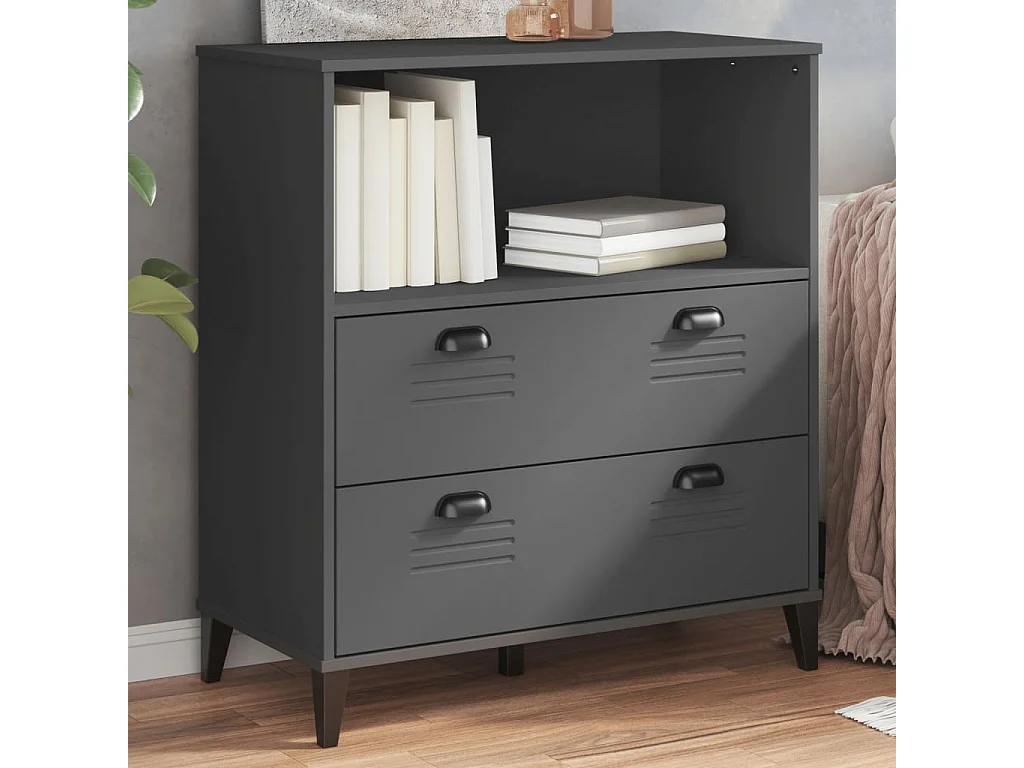 Bibliothèque VIKEN gris anthracite 80x40x90cm bois d'ingénierie