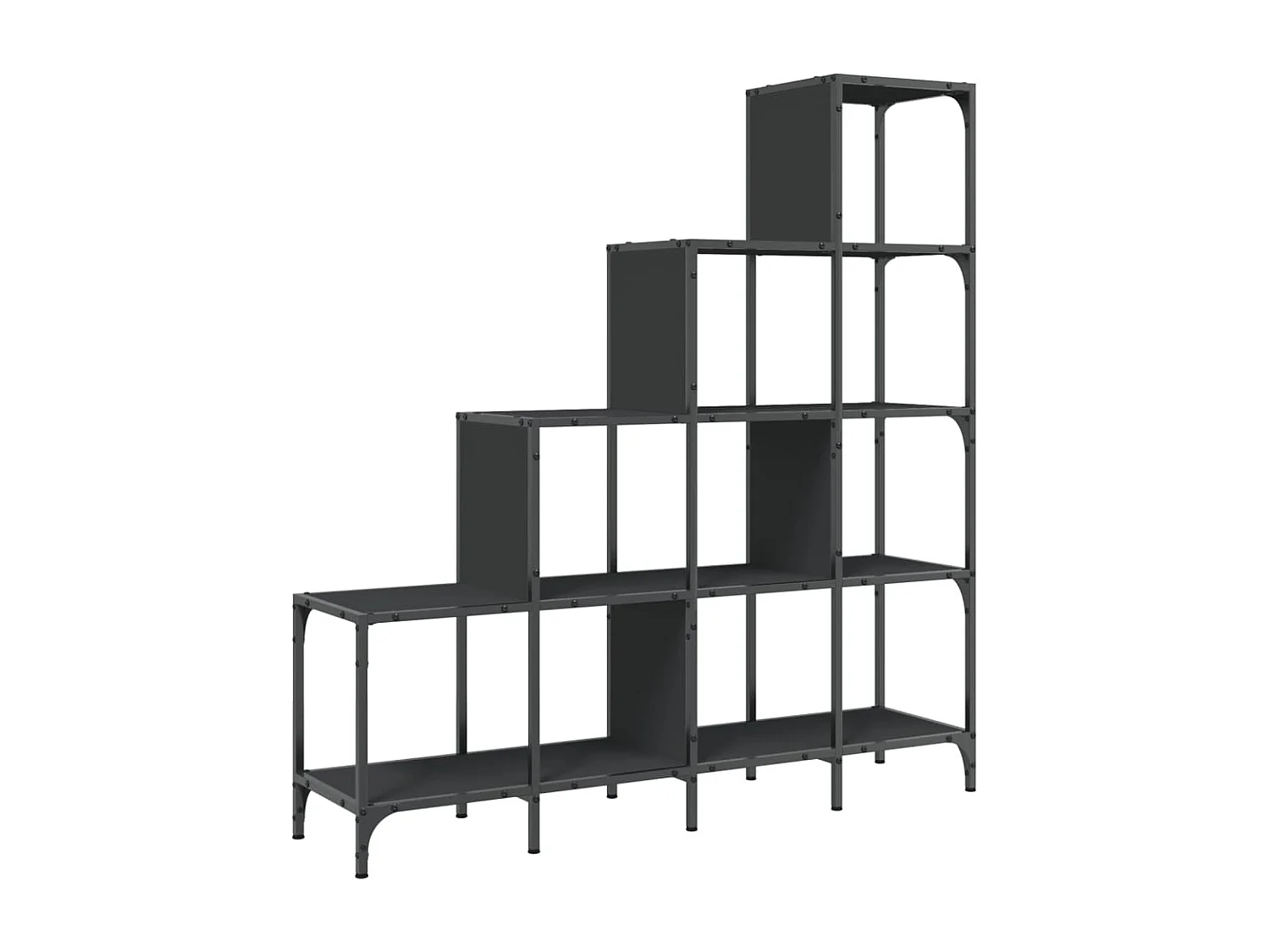Bibliothèque noir 122x30x132 cm bois d'ingénierie et métal