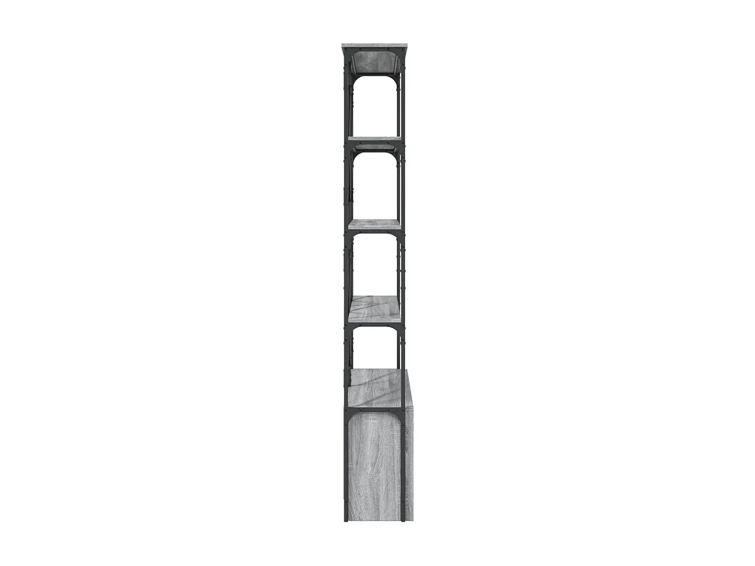 Bibliothèque noir 122x30x132 cm bois d'ingénierie et métal