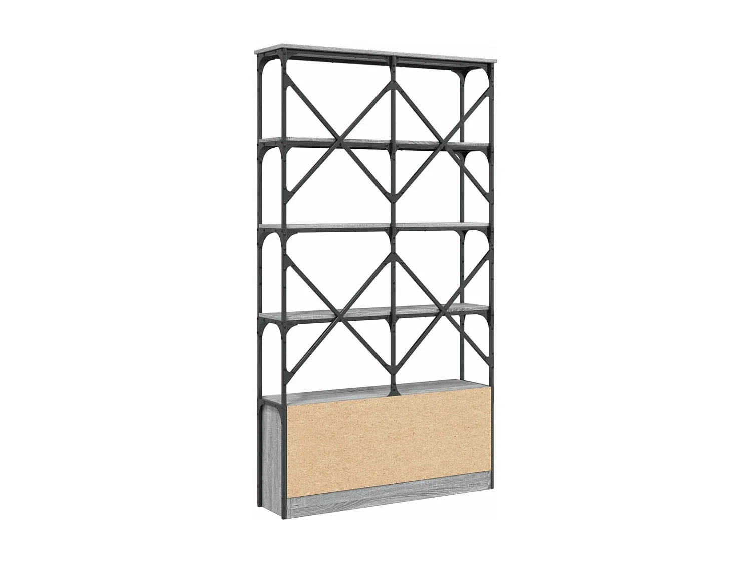 Bibliothèque noir 122x30x132 cm bois d'ingénierie et métal