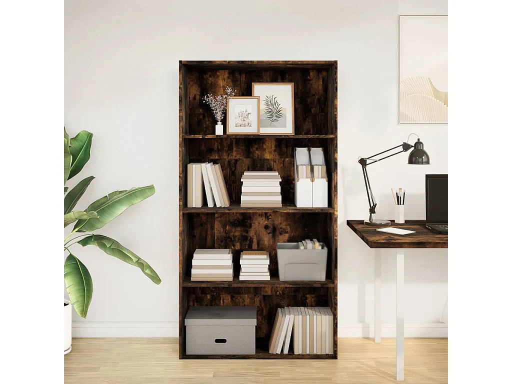 Libreria Rovere Fumo 80x30x152 cm in Legno Multistrato