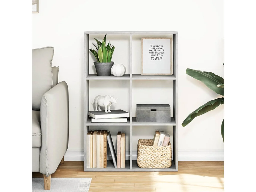 Libreria Divisorio Grigio Cemento 69,5x29x103,5cm in Truciolato