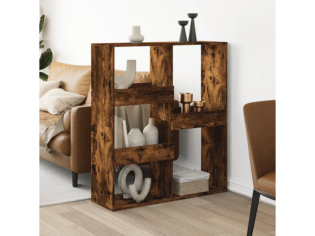 Kamerscherm 100x33x115 cm bewerkt hout gerookt eikenkleurig