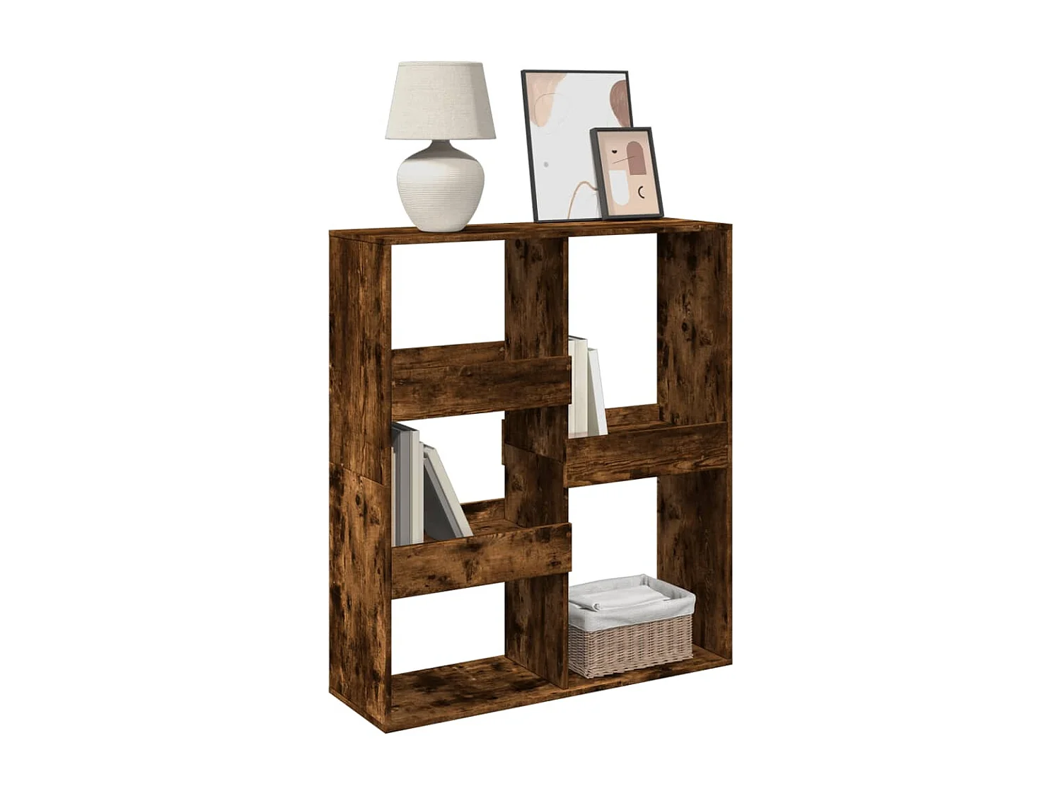 Kamerscherm 100x33x115 cm bewerkt hout gerookt eikenkleurig