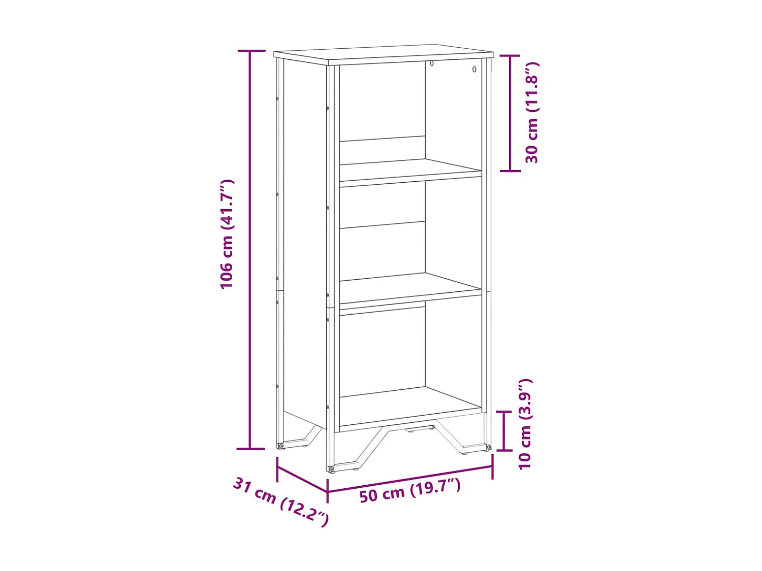 Bibliothèque sonoma gris 80x31x106 cm bois d'ingénierie