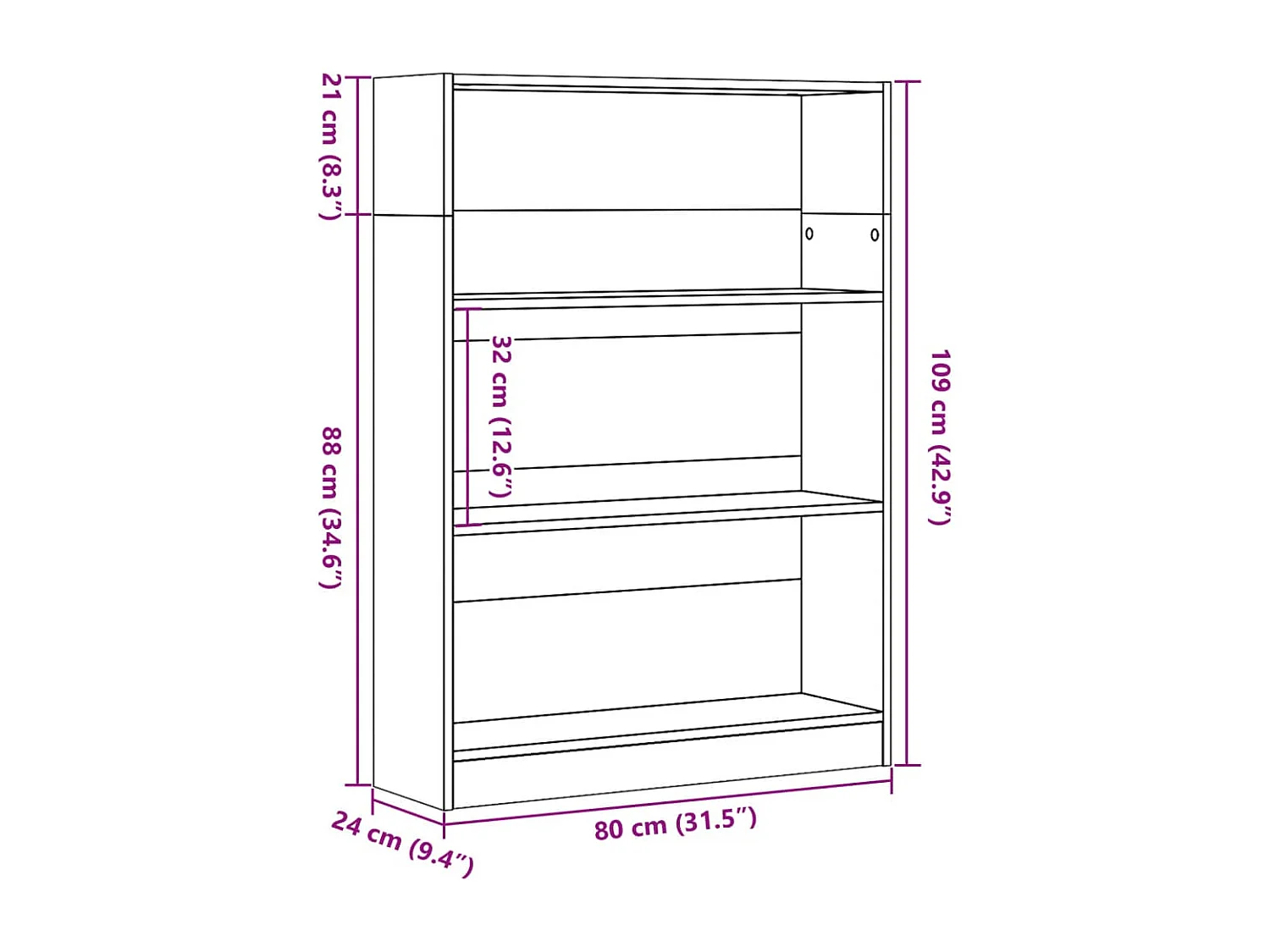Libreria Rovere Artigianale 80x24x109 cm in Legno Multistrato