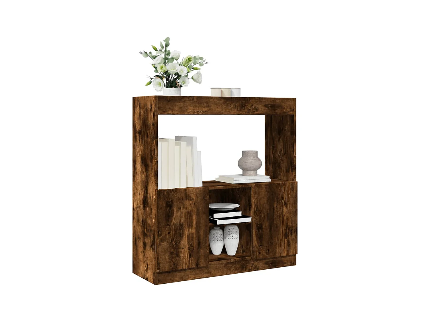 Hoge kast 92x33x100 cm bewerkt hout gerookt eikenkleurig