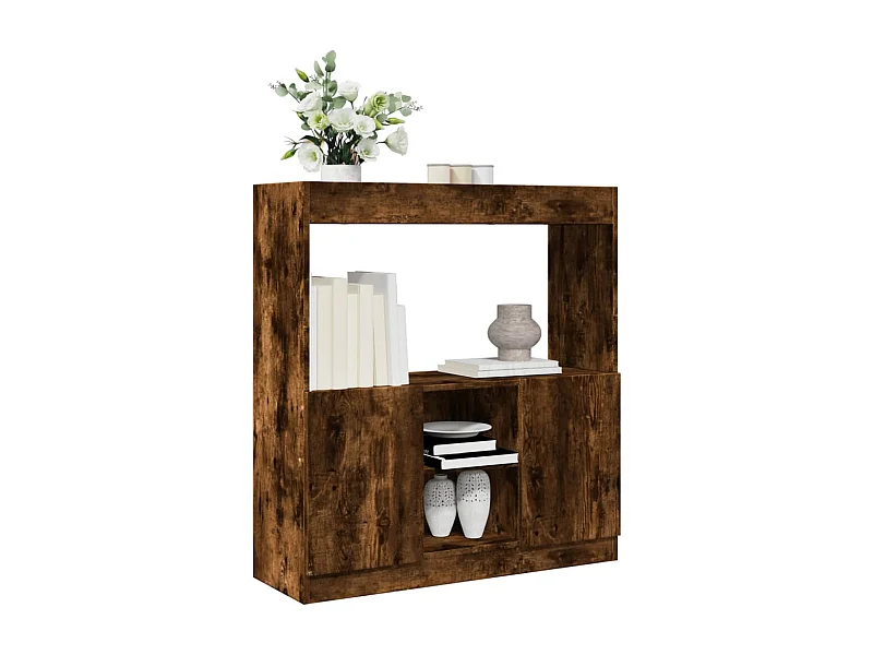 Buffet haut chêne fumé 92x33x100 cm bois d'ingénierie