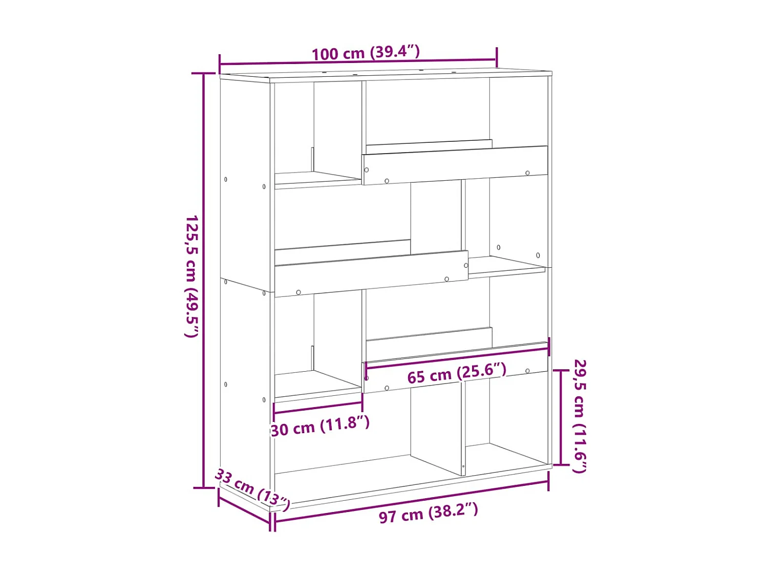 Cloison de séparation noir 100x33x125,5 cm bois d'ingénierie
