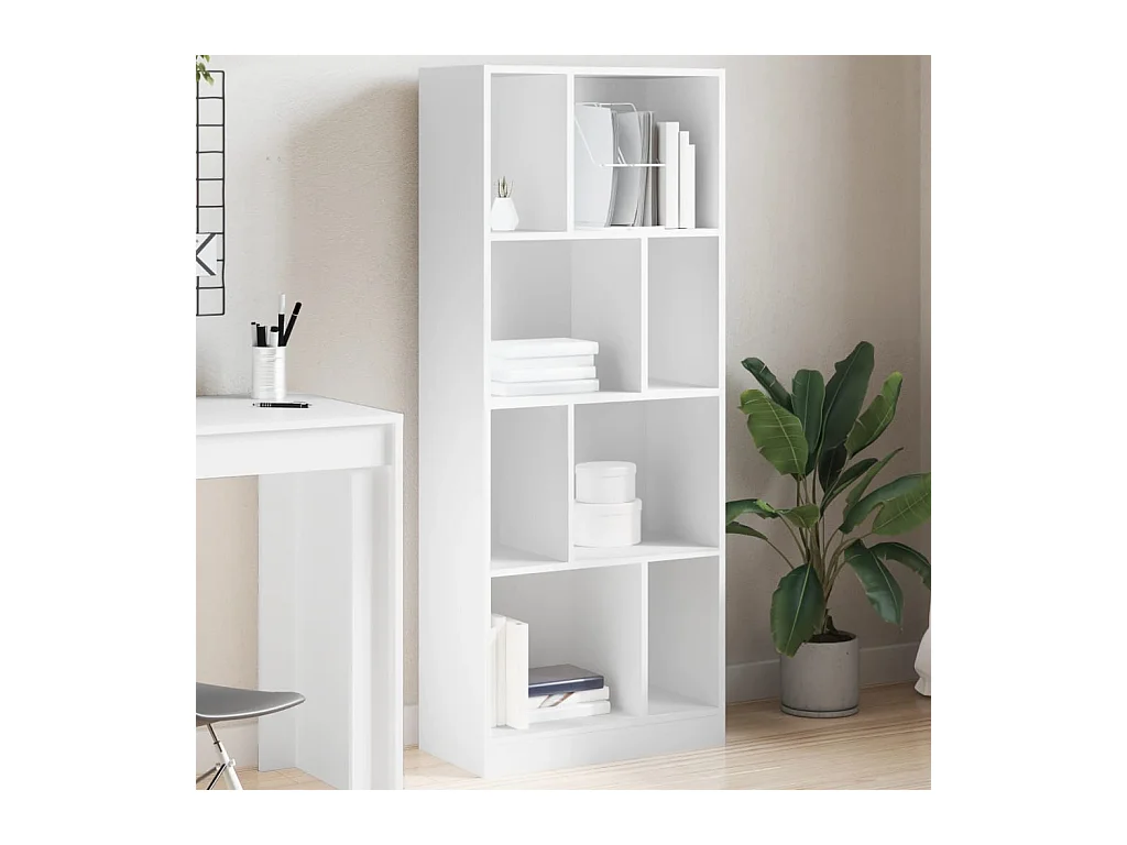 Bibliothèque blanc 57x28,5x141 cm bois d'ingénierie