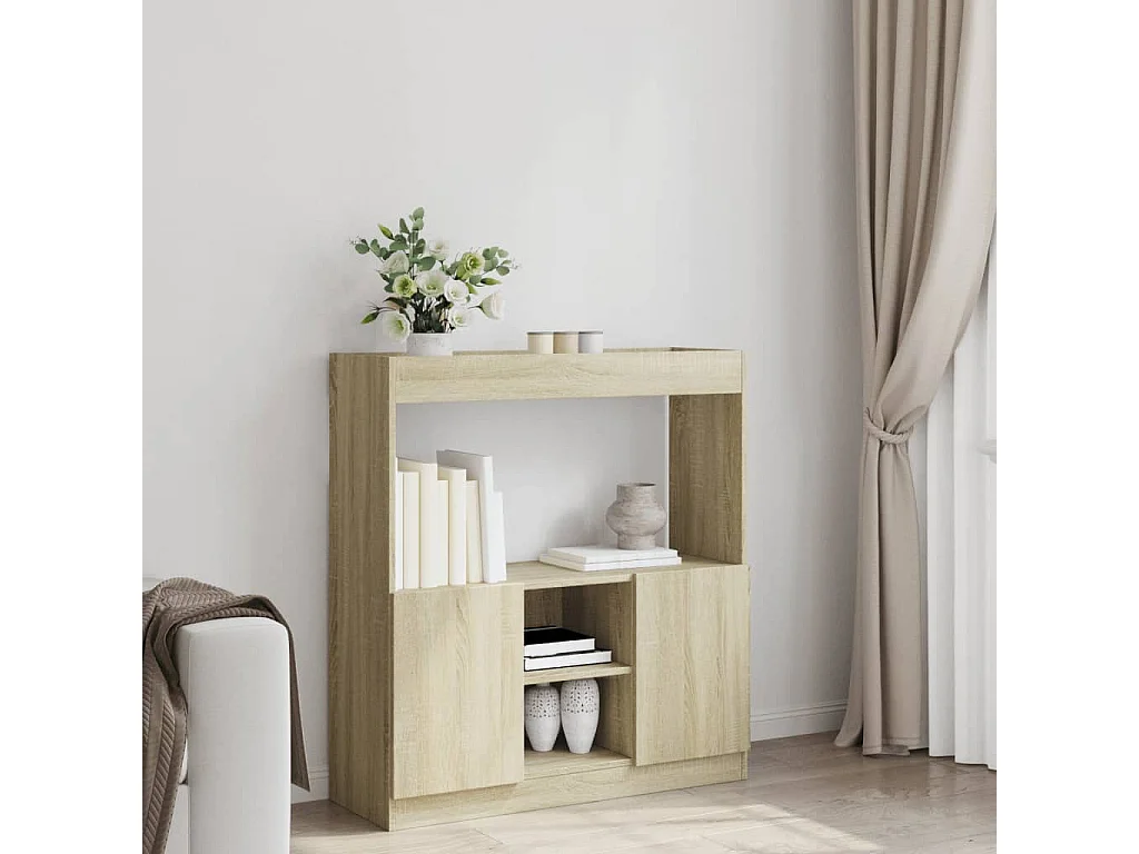 Buffet haut chêne sonoma 92x33x100 cm bois d'ingénierie