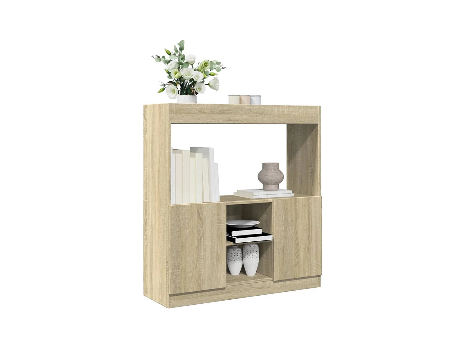Hoge kast 92x33x100 cm bewerkt hout sonoma eikenkleurig