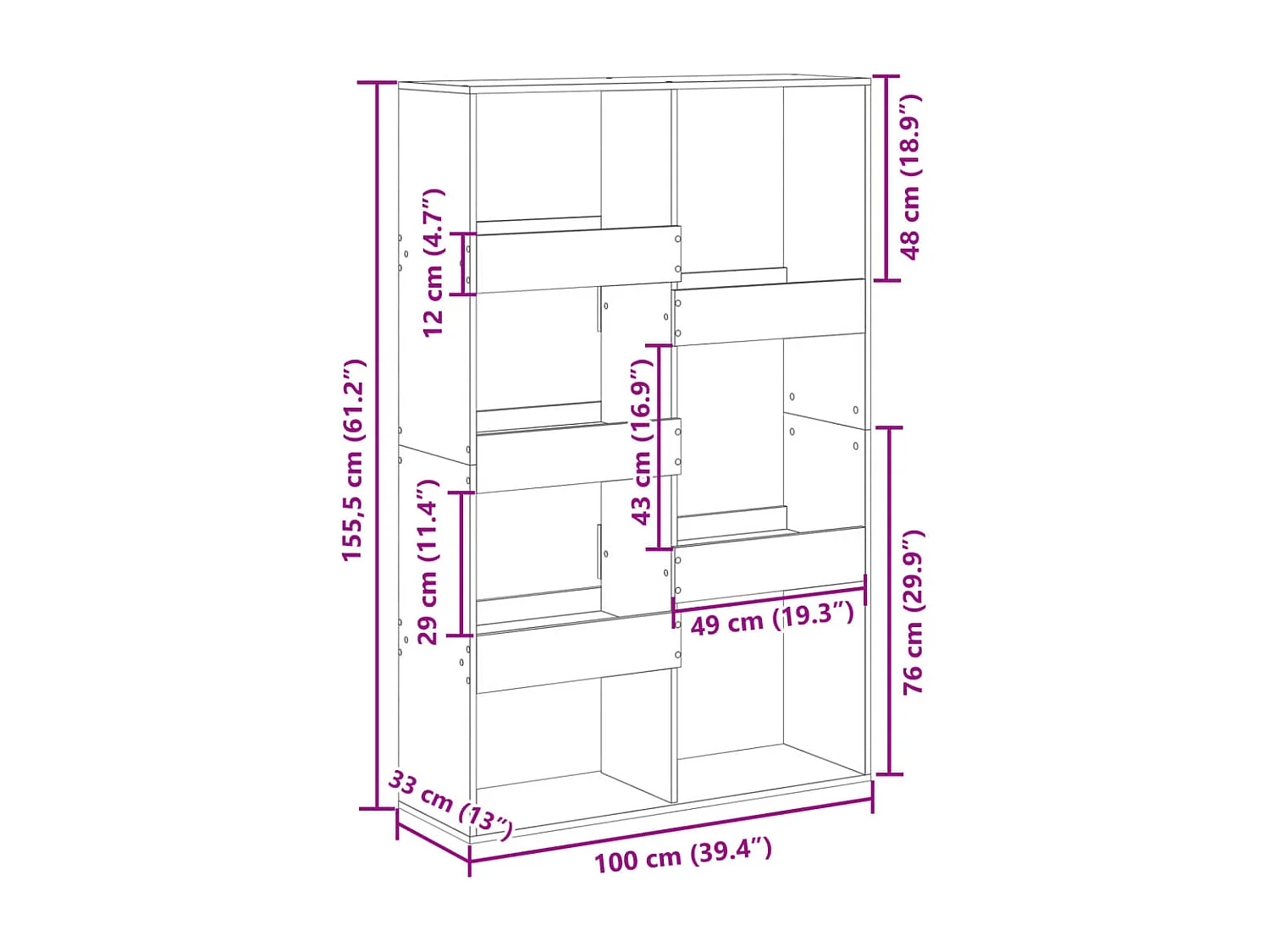 Cloison de séparation blanc 100x33x155,5 cm bois d'ingénierie