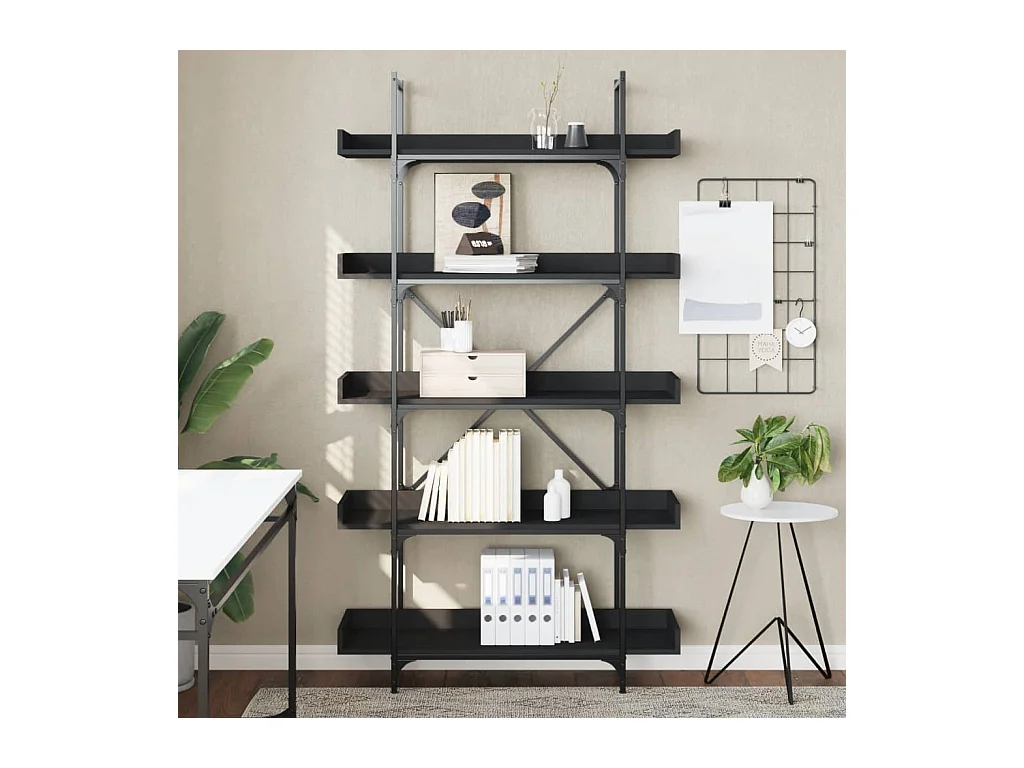 Boekenkast 5-laags 100x33x180,5 cm bewerkt hout zwart